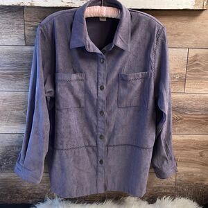 Alfred Dunner Ladies Petite Plum Long Sleeve Shirt Jacket, Size 16P, Purple